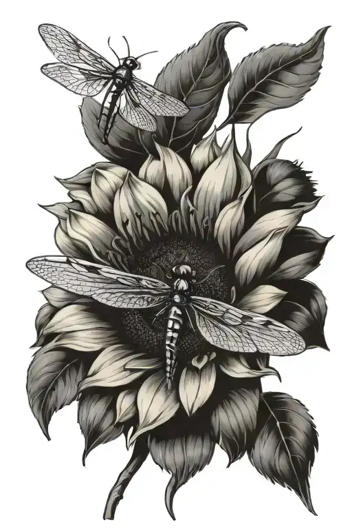 Sunflower Dragon Fly Botanical Garden Filled