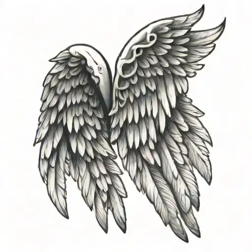 Simple Angel Wings With Halo And 111 Within Or Below