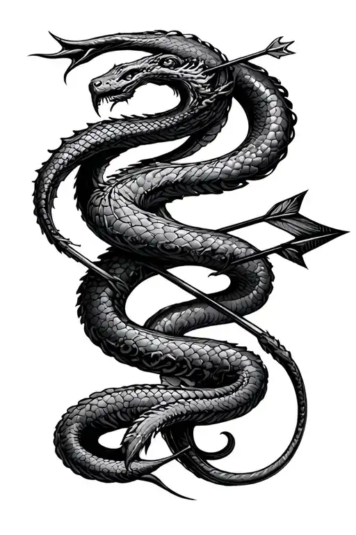 An Arrow That Passes Through The Loop Made From The World Serpent Going Around In A Figure Eight