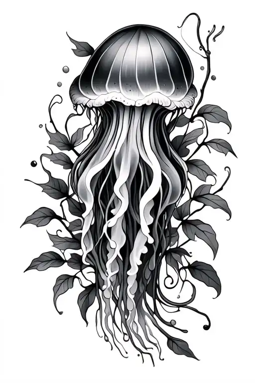 Lily With Vines And A Jellyfish