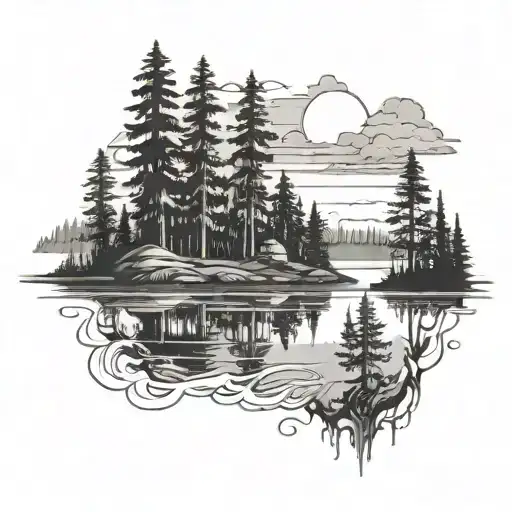 Lake With Forest And Lost Person