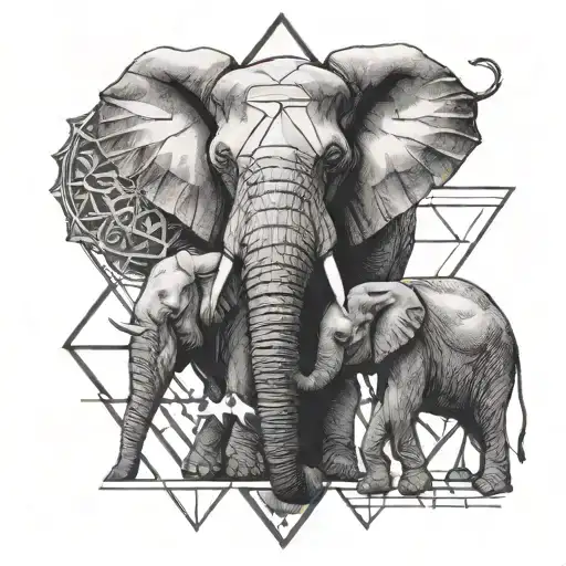 Elephants And Triangle Symbol With Line Meaning To Transcend