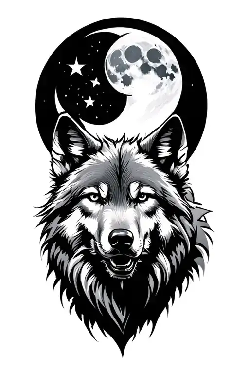 Mated Warewolf Under Full Moon