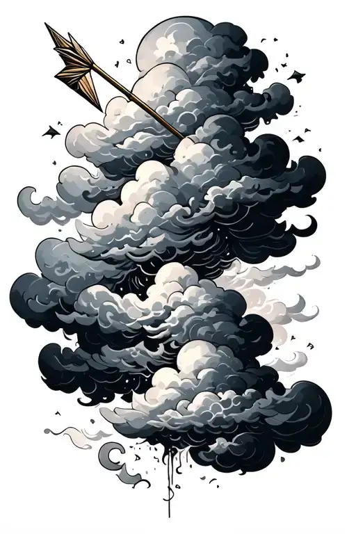 Clouds On A Sleeve With An Arrow