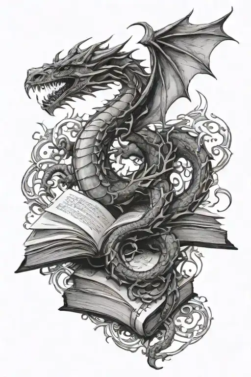Dragon Gaurding Books Forming The Shape