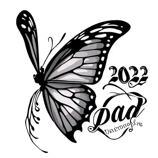 A Butterfly That Arises With A Magnificent Writing Of 2022 And The Word Dad On This