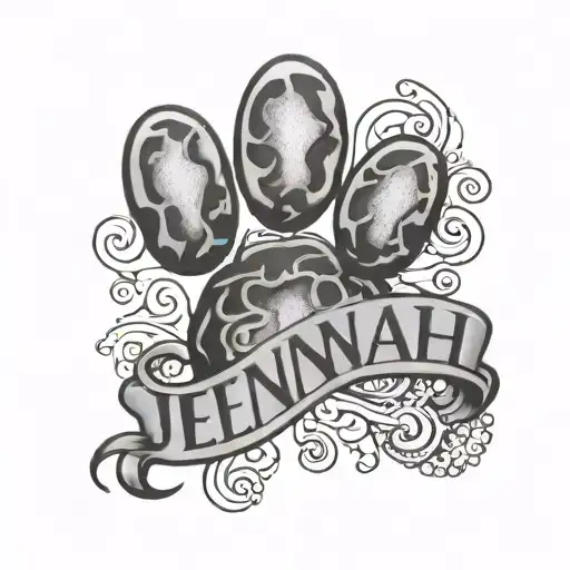 Dog Name Jennah With Paw Print