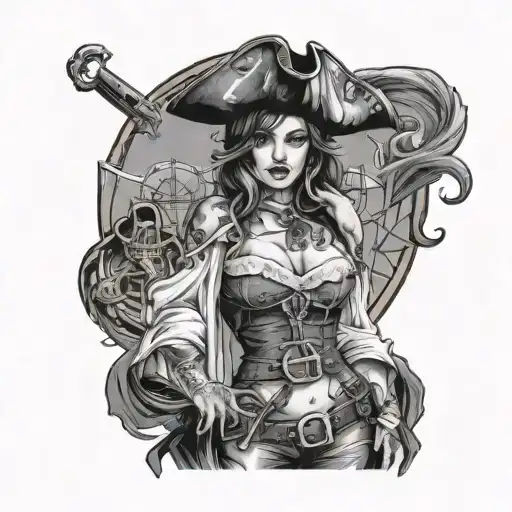 Sexy Pirate Tattered Clothes Big Breast