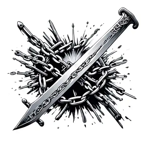 Sword Breaking Free From Chains