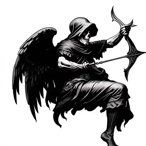 Grim Reaper Disguised As Cupid Shooting Arrow