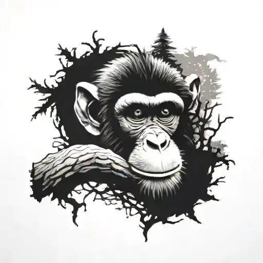 Monkey Cutting Down Trees