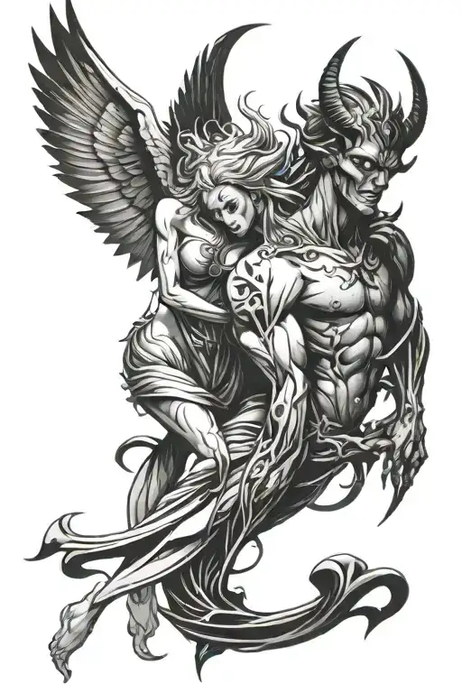 Simple Tatto Demon And Angel