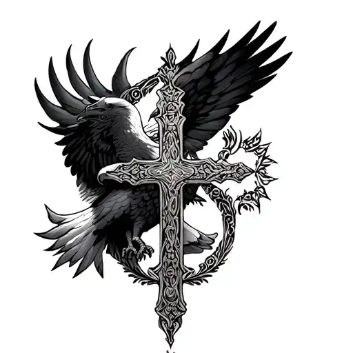 Ornemental Cross With Eagle