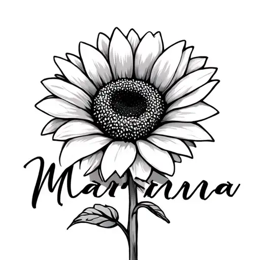 The Name Marianna In Cursive With A Small Sunflower