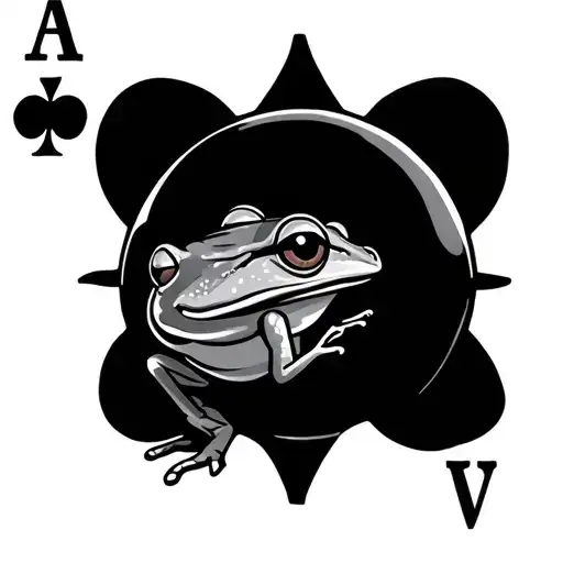 Frog Sat On A Snooker Ball On A Playing Card Depicting