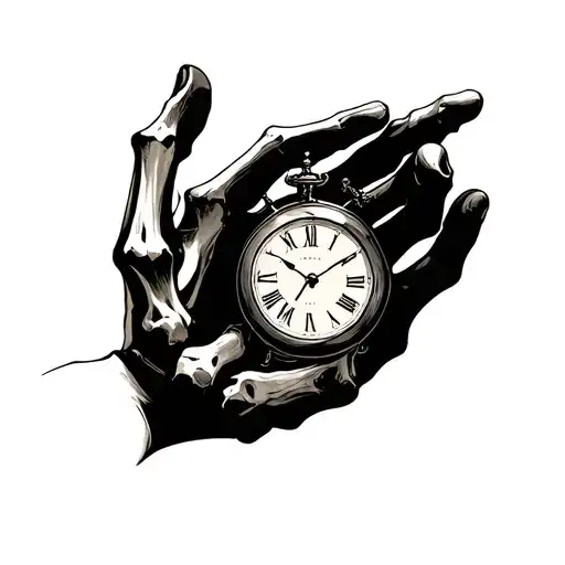 Bone Hand With Clock Inside Representing The Client's