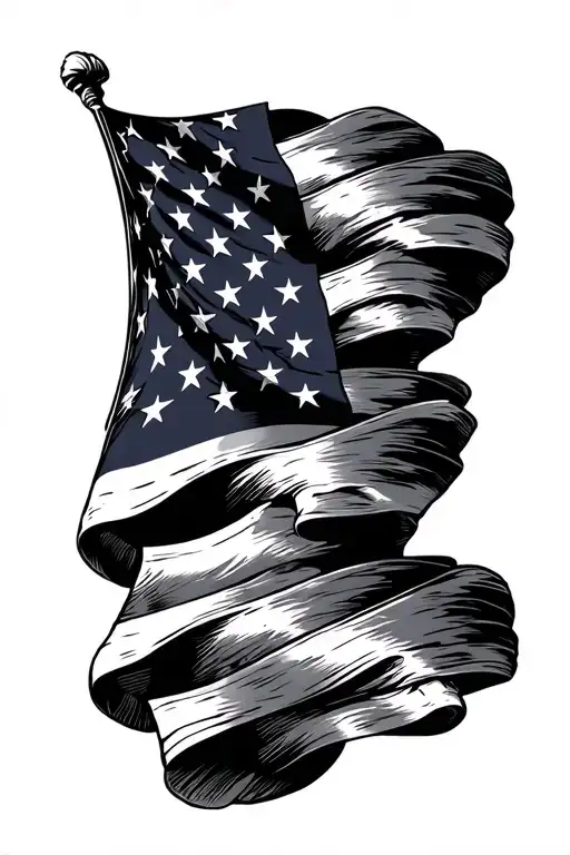 Waving American Flag Downward Spiral