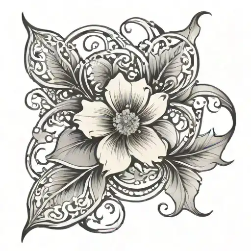 Design A Tattoo Featuring Intricate Art Nouveau Patterns With A Floral Theme