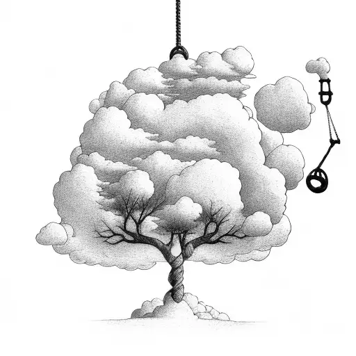 Tree With Swing And Clouds