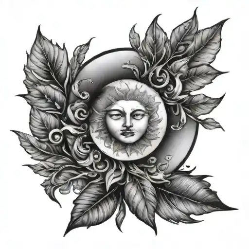 Moon And Sun And Leaves