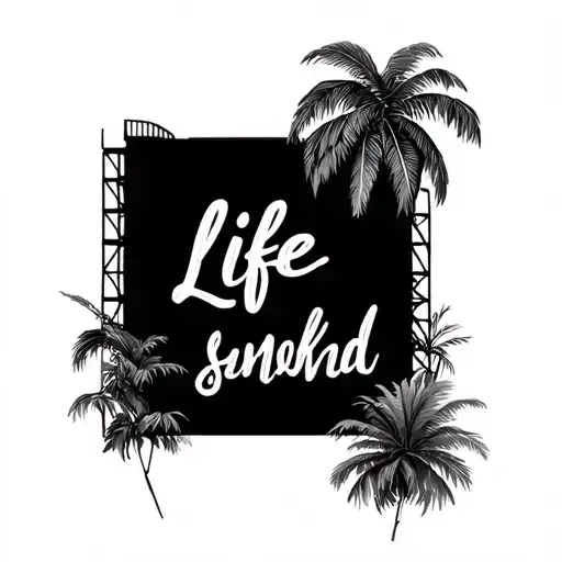 Rollercoaster With Writing Life And Tropical Background