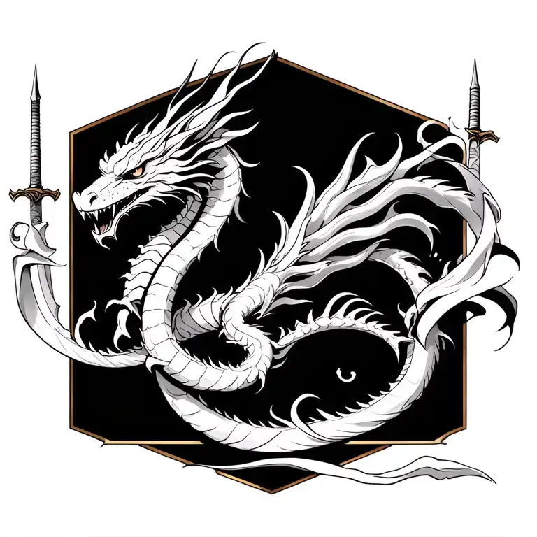 Spread Open Dragon On Sword