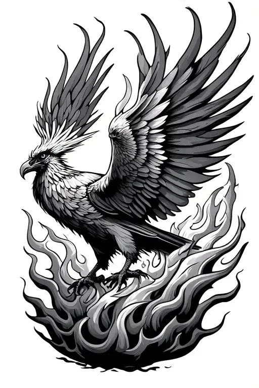 Phoenix Bursting Out Of Flames