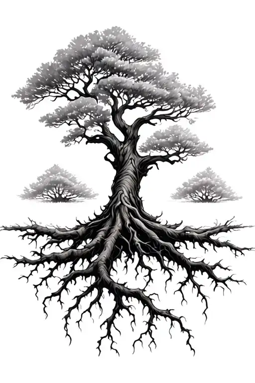 Tree With Branches And Roots