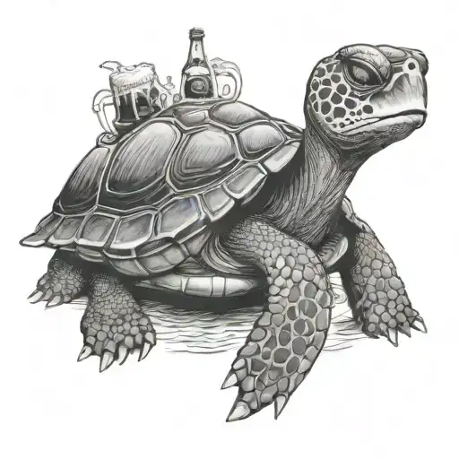 Turtle Drinking A Beer