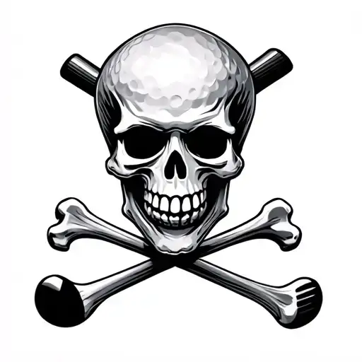 Skull And Cross Bones With Golf Clubs
