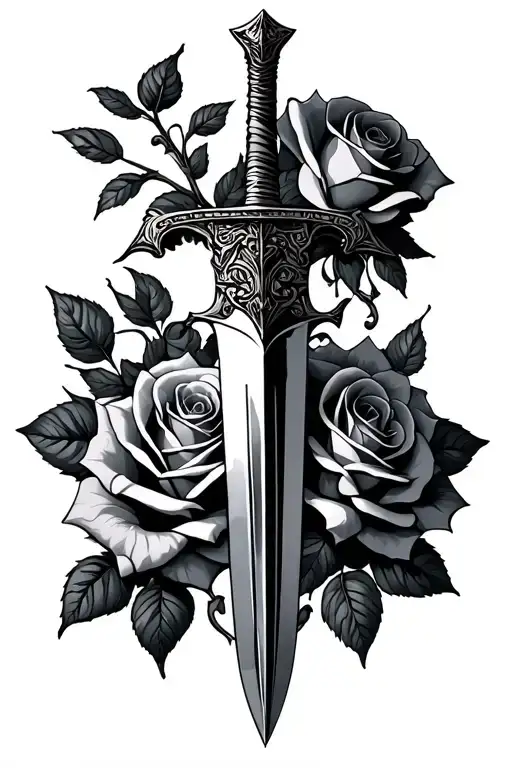 Dagger With Roses Intertwined Representing The Client's