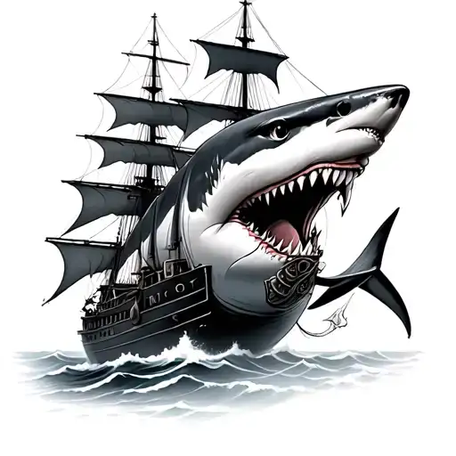 Shark And Ship Sailing