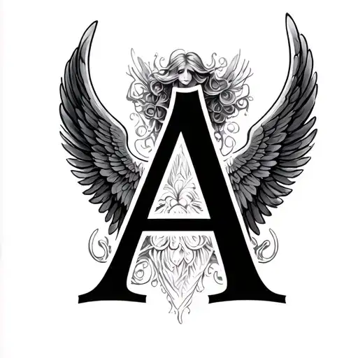 Letter A With Angel Wings