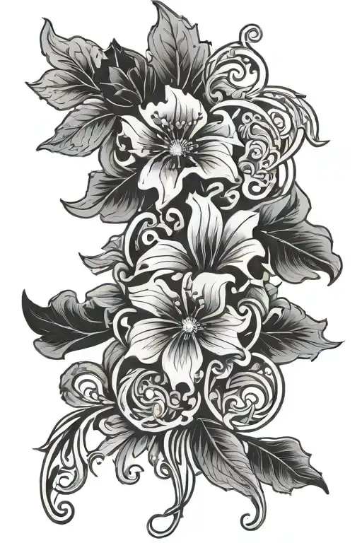 Design A Tattoo Featuring Intricate Art Nouveau Patterns With A Floral Theme