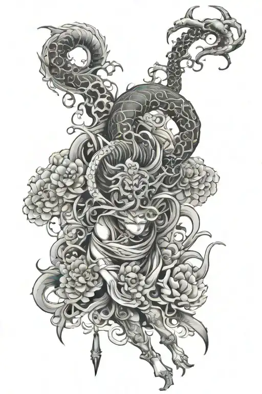 Full Leg Tattoo Japanese Goth