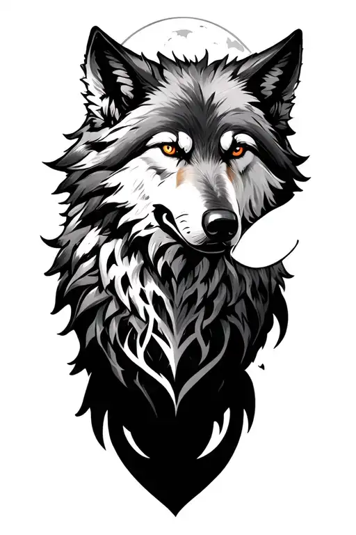 Mated Warewolf Under Full Moon