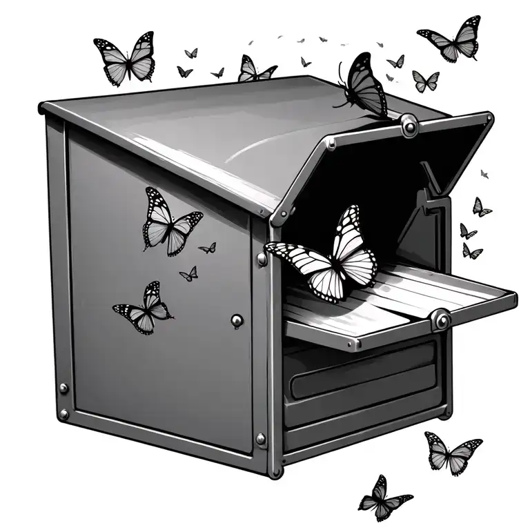 Open Mailbox With Butterflies Coming Out
