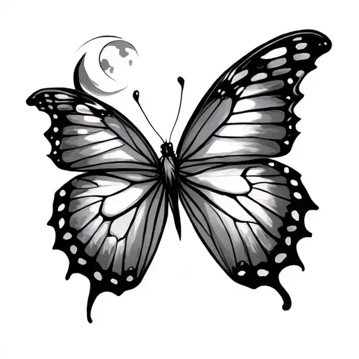 Men Butterfly And Moon Arm