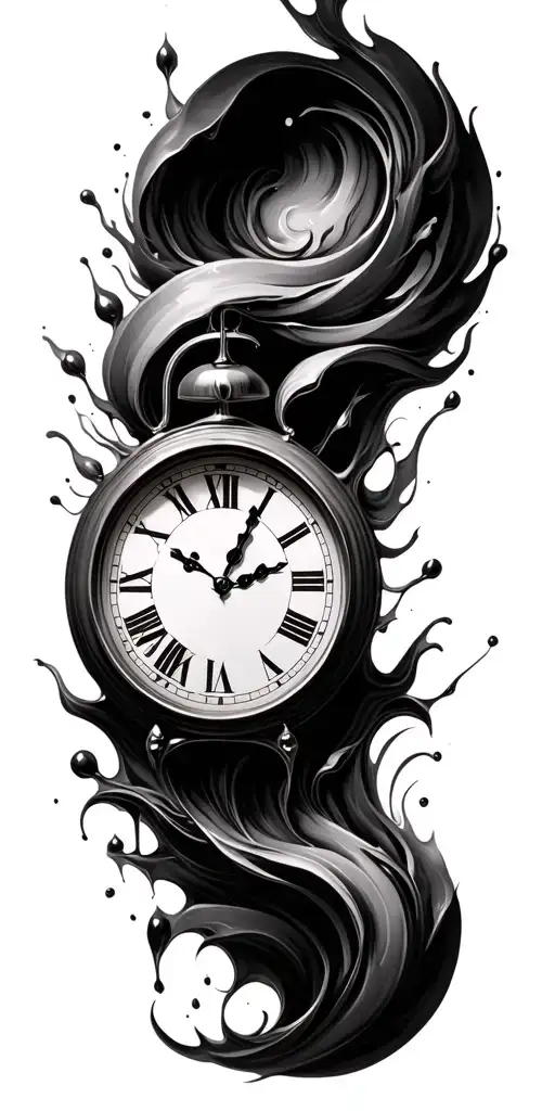 Black And White Realism Melting Clock