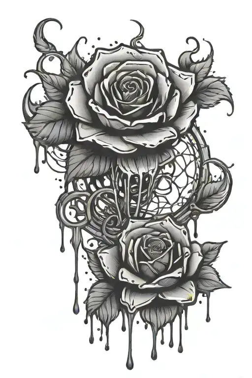 Black Rose Dripping Blood Moon Surrounded