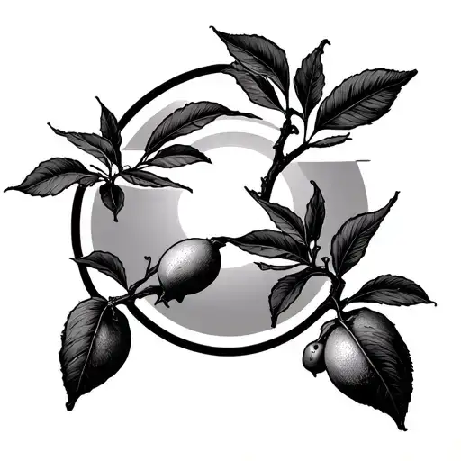 Lemon Tree Branch Sun Rising Hill Overlooking