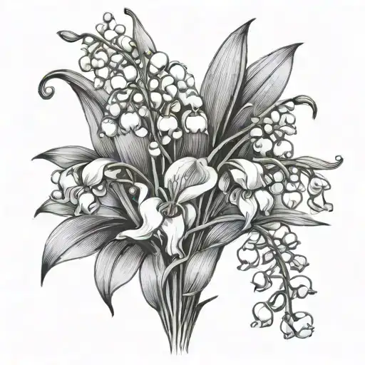 Lily Of The Valley With Iris And Narcissus Flower Bouquet