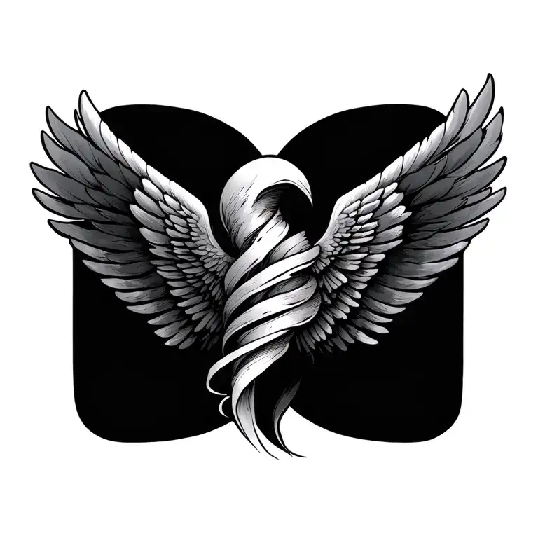 Tattoo Sketch Wing Lined Wound