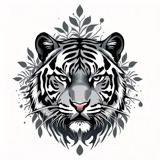 A Tribal-inspired Design Incorporating Elements Of Nature And Tigers