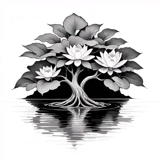Tree Of Life With Water Lily