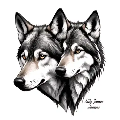 Wolf With Names Lily And James
