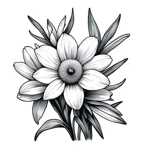 Daffodil And Daisy Flowers Minimal