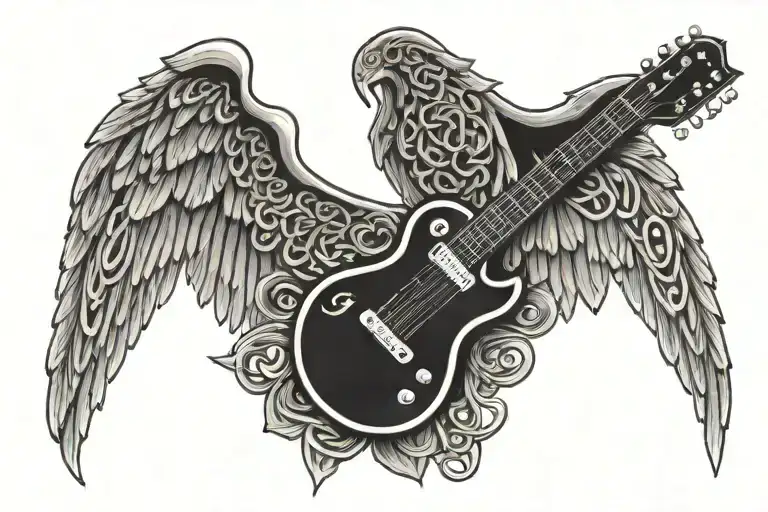 Celtic Symbol Unconditional Love Cocktail Straw Angel Wings Electric Guitar