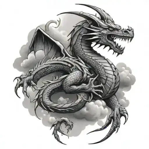 Dragon Thunder Clouds Black Grey