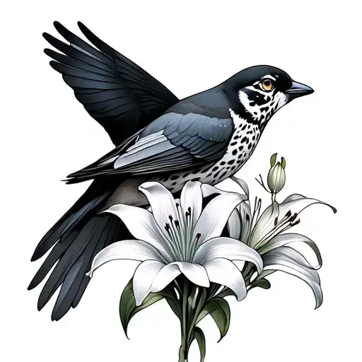 Bird With Stargazer Lily And Leapord